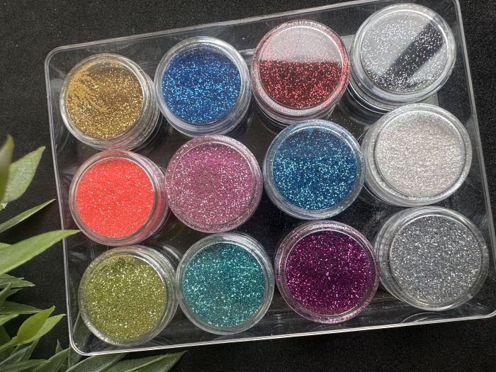Набір дрібних глітерів 12 шт по 3 г блискітки для епоксидної смоли гіпсу свічок декору