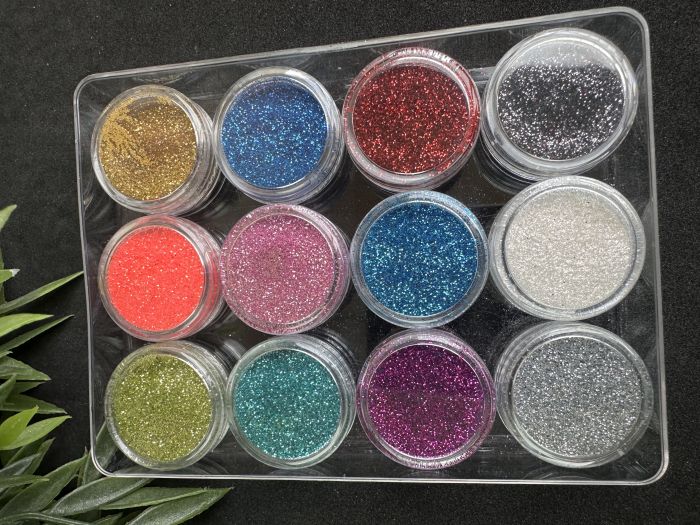 Набір дрібних глітерів 12 шт по 3 г блискітки для епоксидної смоли гіпсу свічок декору